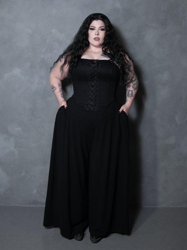 PRE-ORDER - Duchess Corset in Black Cotton Sateen