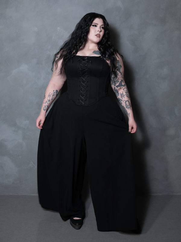 PRE-ORDER - Duchess Corset in Black Cotton Sateen