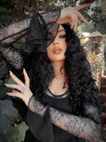 Juliet Sheer Lace Maxi Dress in Black