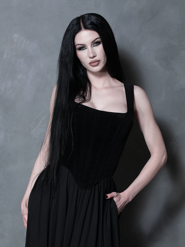 PRE-ORDER - Countess Corset in Black Velvet