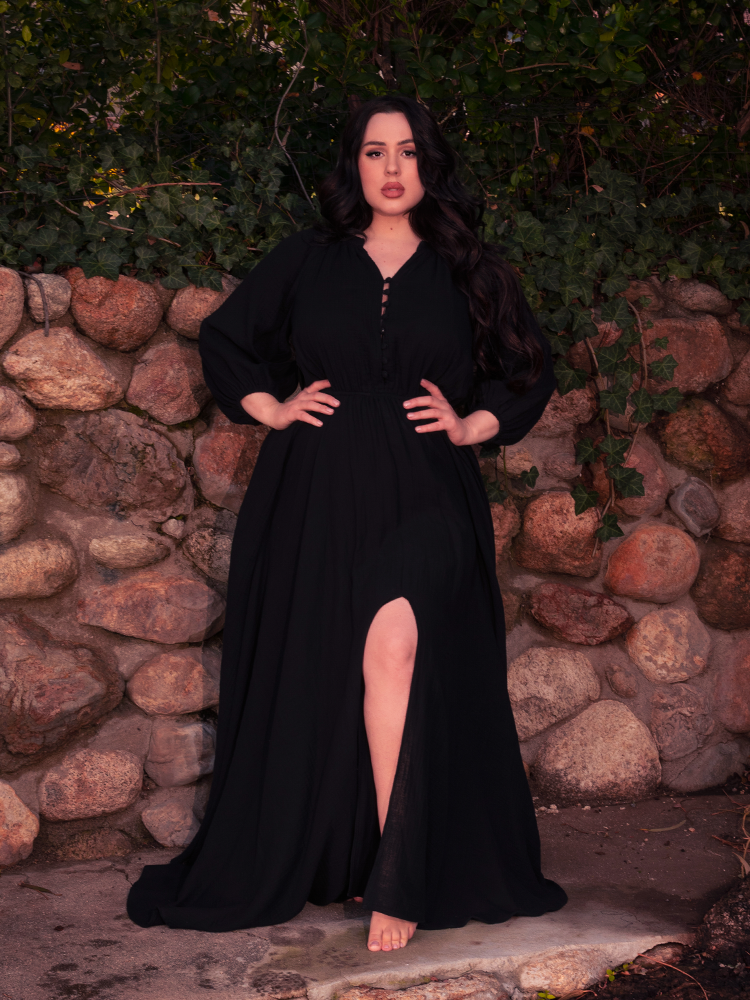 This gothic dress flies like ravens mid-flight, embodying motion, mystery, and magic.