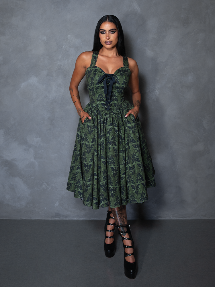 PRE-ORDER - CRIMSON PEAK Ambrosia Dress in Moth Print