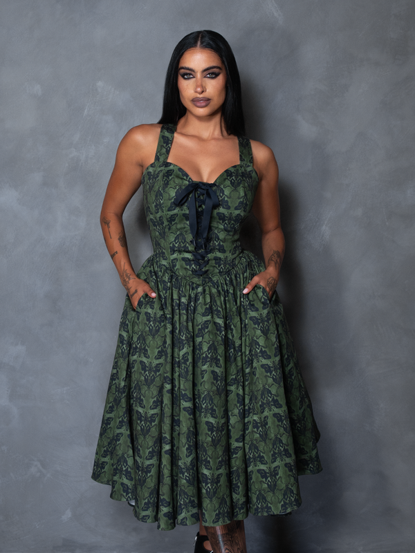 PRE-ORDER - CRIMSON PEAK Ambrosia Dress in Moth Print