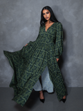 PRE-ORDER - CRIMSON PEAK Belladonna Maxi Dress in Allerdale Moth Wallpaper Print