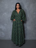 PRE-ORDER - CRIMSON PEAK Belladonna Maxi Dress in Allerdale Moth Wallpaper Print