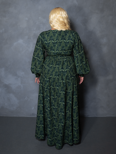 PRE-ORDER - CRIMSON PEAK Belladonna Maxi Dress in Allerdale Moth Wallpaper Print