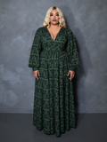 PRE-ORDER - CRIMSON PEAK Belladonna Maxi Dress in Allerdale Moth Wallpaper Print