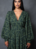 PRE-ORDER - CRIMSON PEAK Belladonna Maxi Dress in Allerdale Moth Wallpaper Print