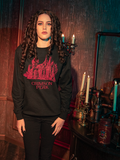 Captivating models embody the haunting allure of the CRIMSON PEAK™ Allerdale Hall Sweatshirt in Black, a standout creation from the gothic clothing brand La Femme en Noir.