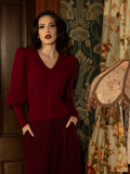 Victorian Knit Cardigan in Crimson