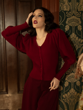 Victorian Knit Cardigan in Crimson