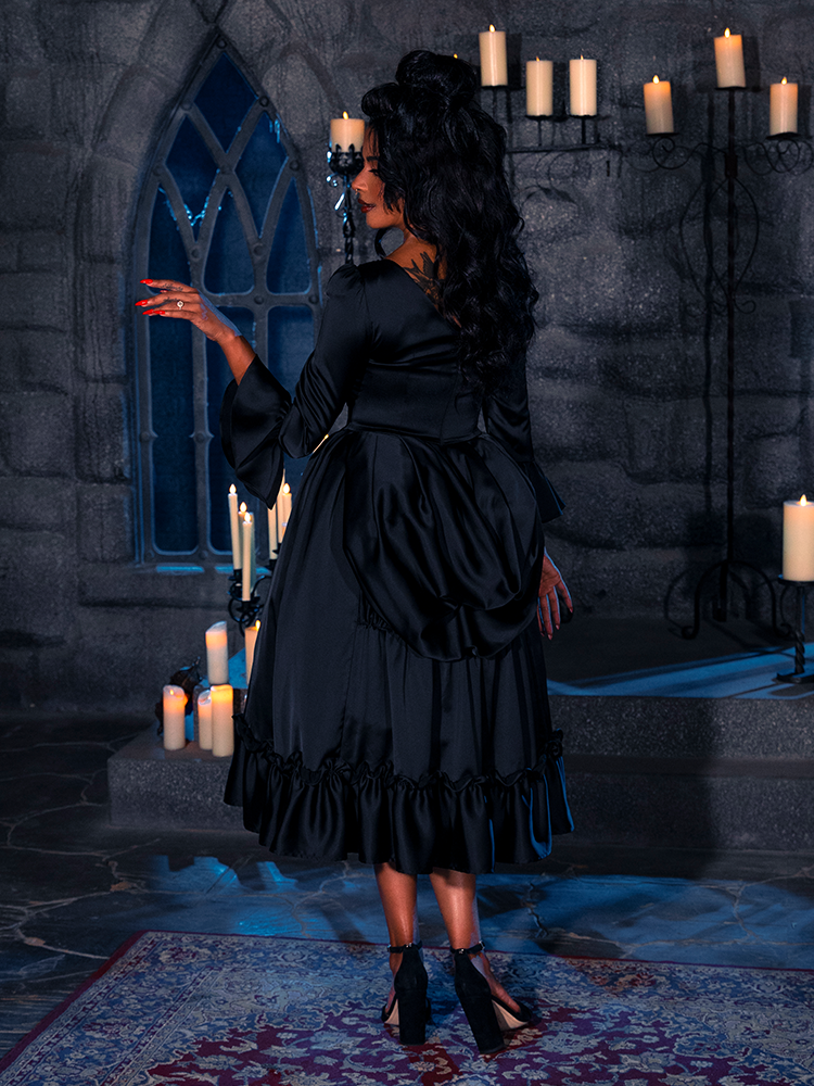 Obsidian Robe Dark Romance Satin Bustle Dress in Black | Gothic Style Dress – La ...