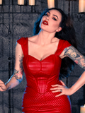 PRE-ORDER * - BRAM STOKER'S DRACULA Quilted Order of the Dragon Armor Bustier Top in Blood Red Vegan Leather