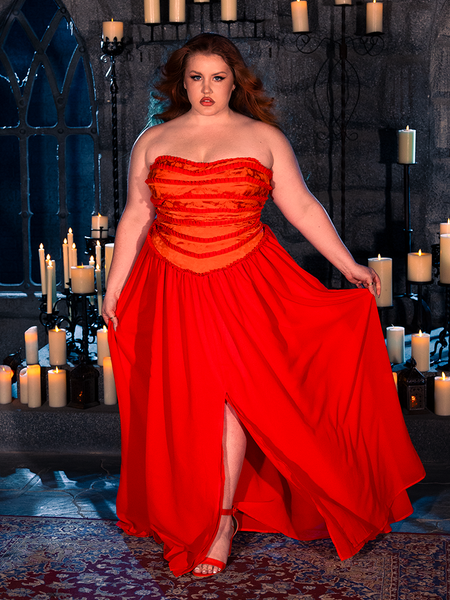 PRE-ORDER - BRAM STOKER'S DRACULA Lucy Bustier Gown and Matching Cape in Fire Orange