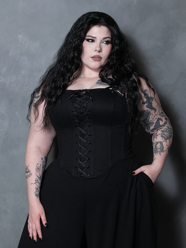 PRE-ORDER - Duchess Corset in Black Cotton Sateen