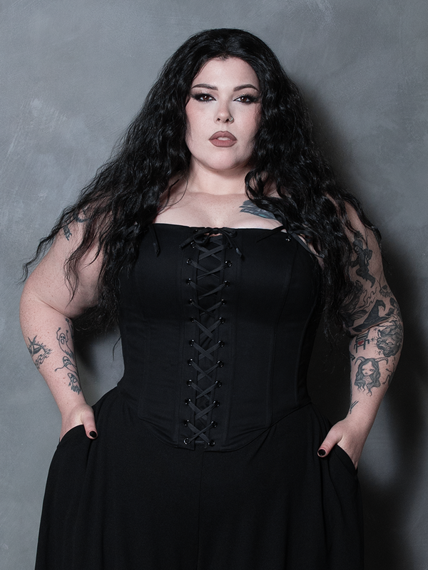 PRE-ORDER - Duchess Corset in Black Cotton Sateen