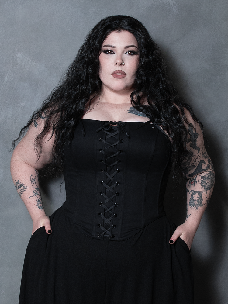 PRE-ORDER - Duchess Corset in Black Cotton Sateen
