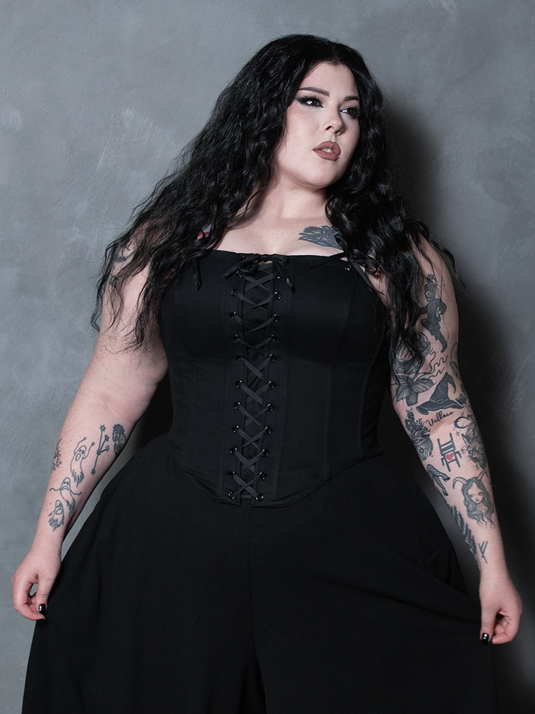 PRE-ORDER - Duchess Corset in Black Cotton Sateen