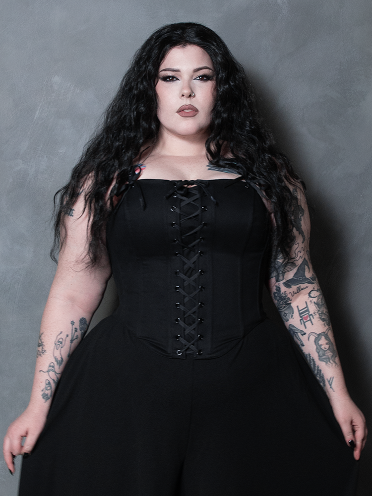 PRE-ORDER - Duchess Corset in Black Cotton Sateen