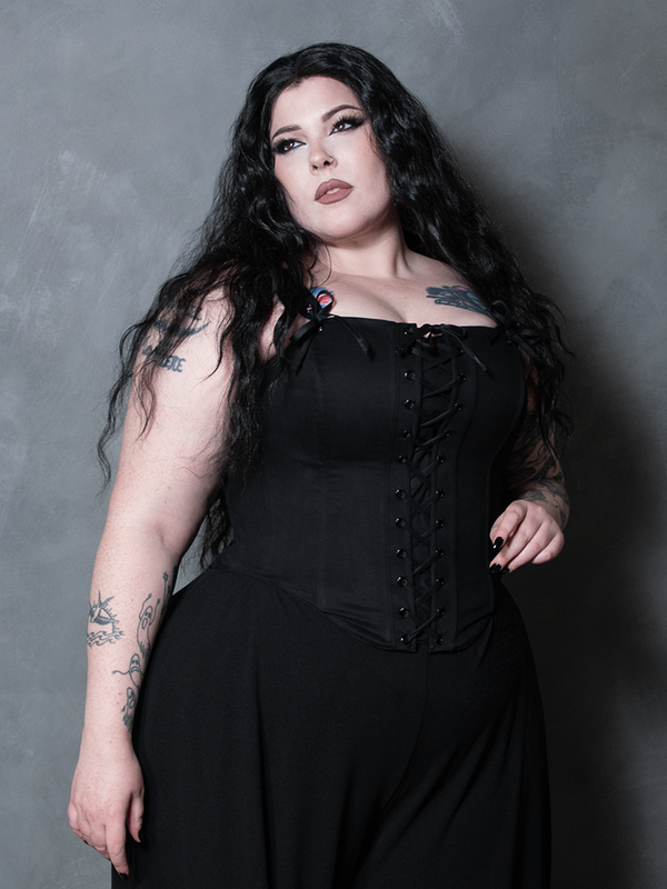 PRE-ORDER - Duchess Corset in Black Cotton Sateen