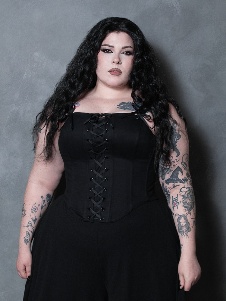 PRE-ORDER - Duchess Corset in Black Cotton Sateen