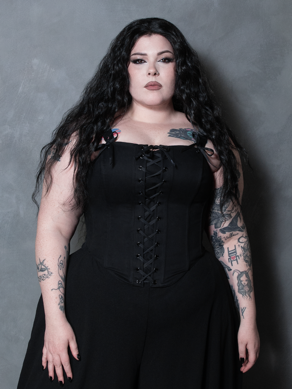 PRE-ORDER - Duchess Corset in Black Cotton Sateen