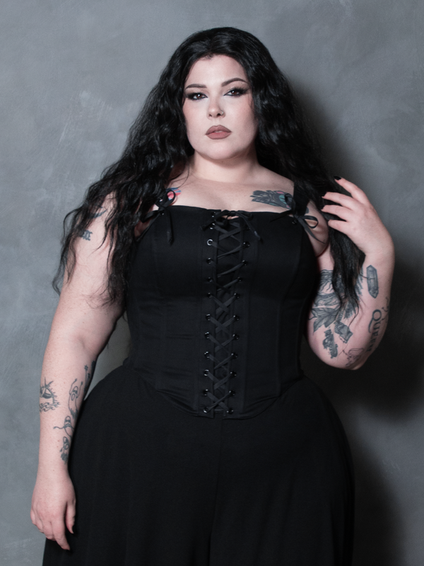 PRE-ORDER - Duchess Corset in Black Cotton Sateen