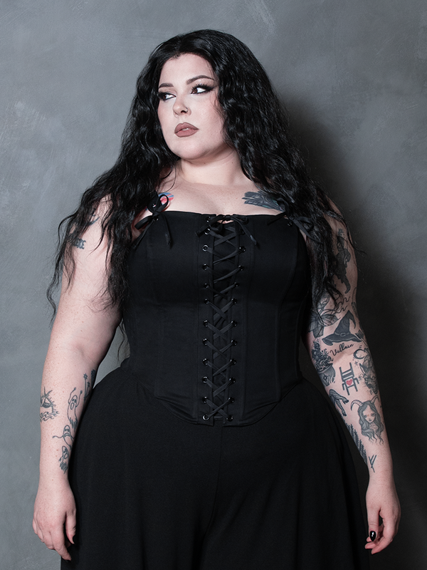 PRE-ORDER - Duchess Corset in Black Cotton Sateen