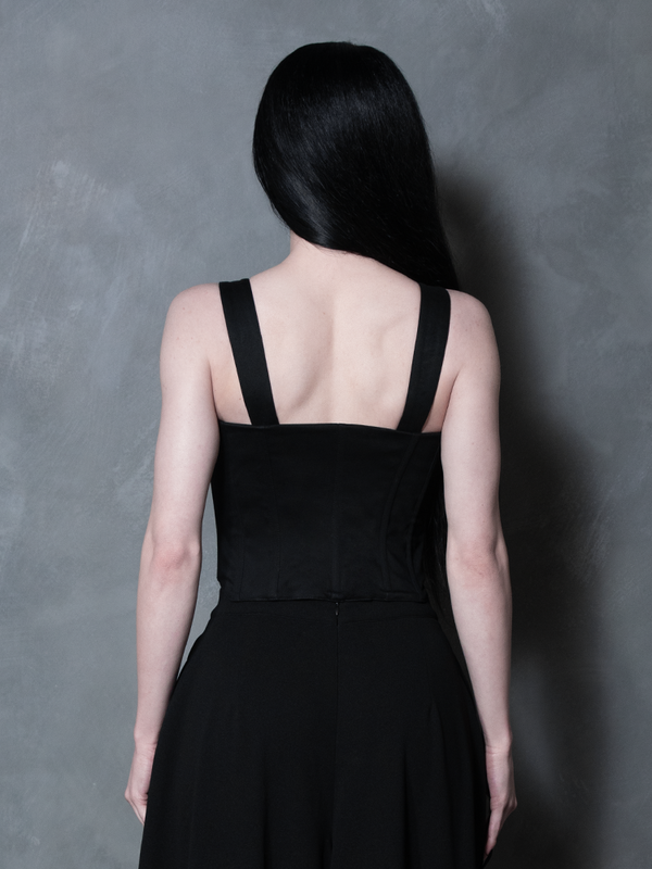 PRE-ORDER - Duchess Corset in Black Cotton Sateen