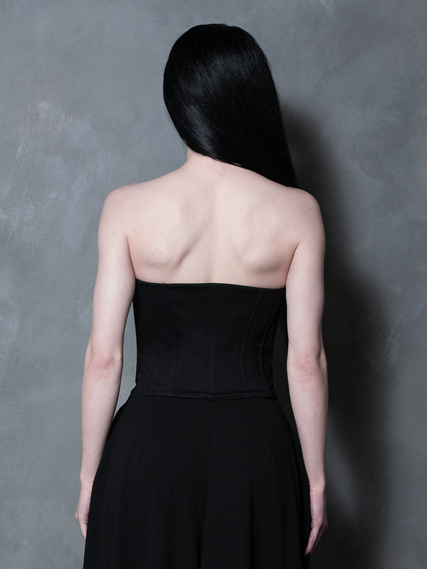 PRE-ORDER - Duchess Corset in Black Cotton Sateen