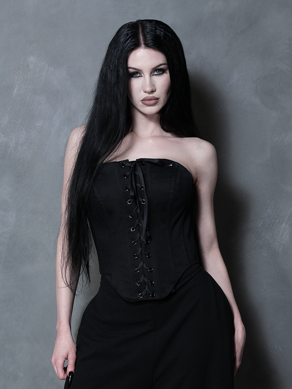 PRE-ORDER - Duchess Corset in Black Cotton Sateen