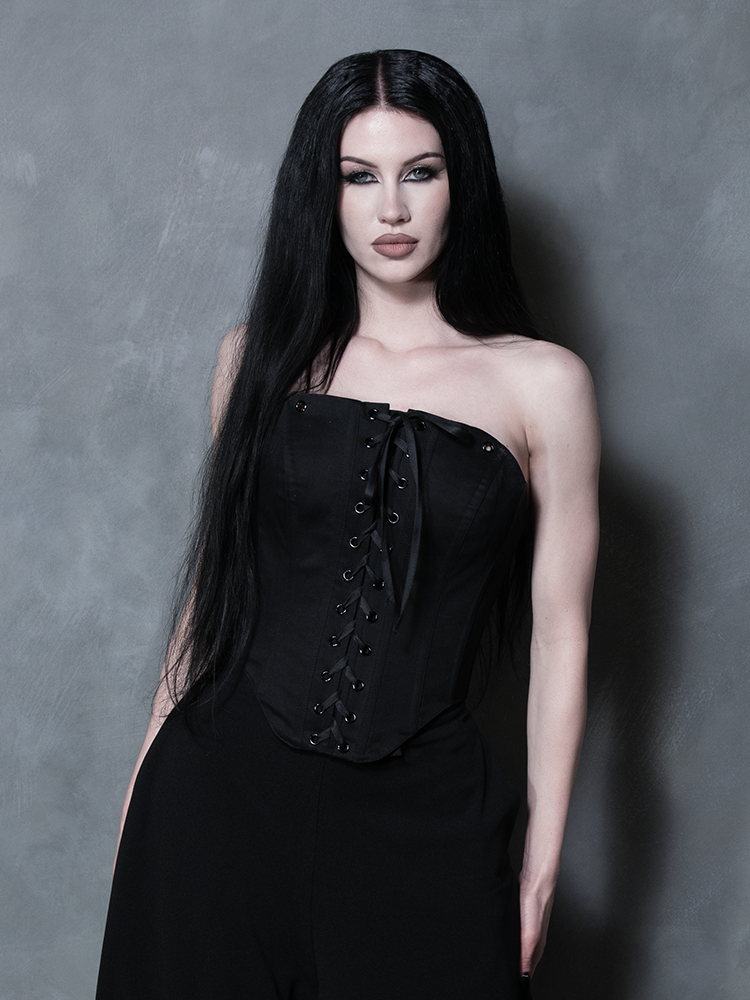 PRE-ORDER - Duchess Corset in Black Cotton Sateen