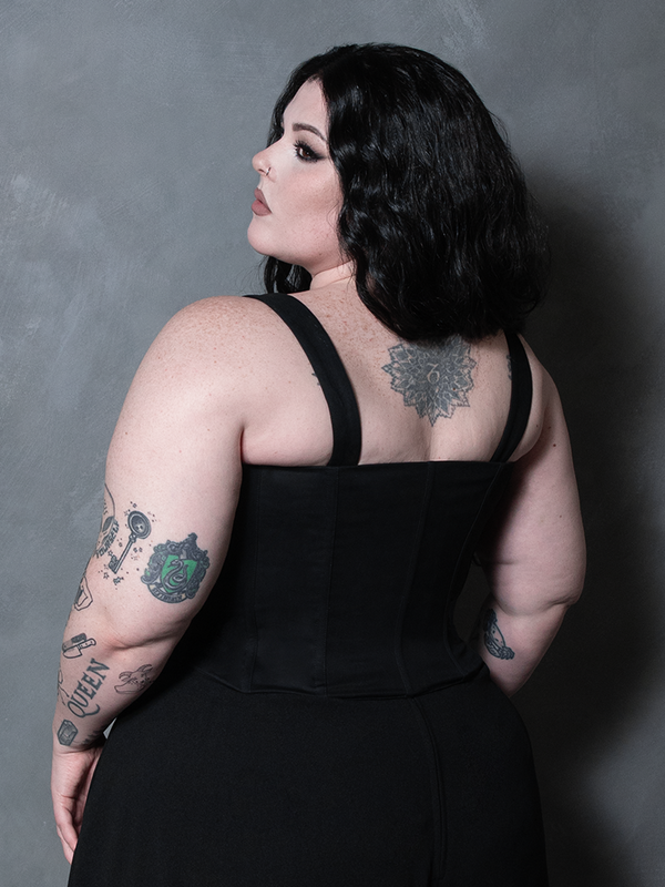 PRE-ORDER - Duchess Corset in Black Cotton Sateen