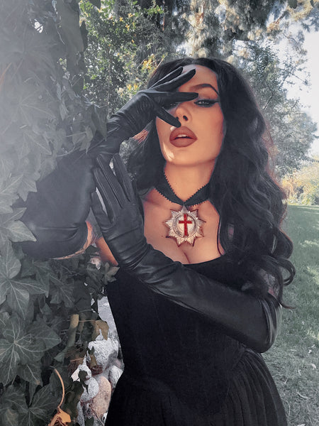 PRE-ORDER - Faux Leather Opera Gloves in Black