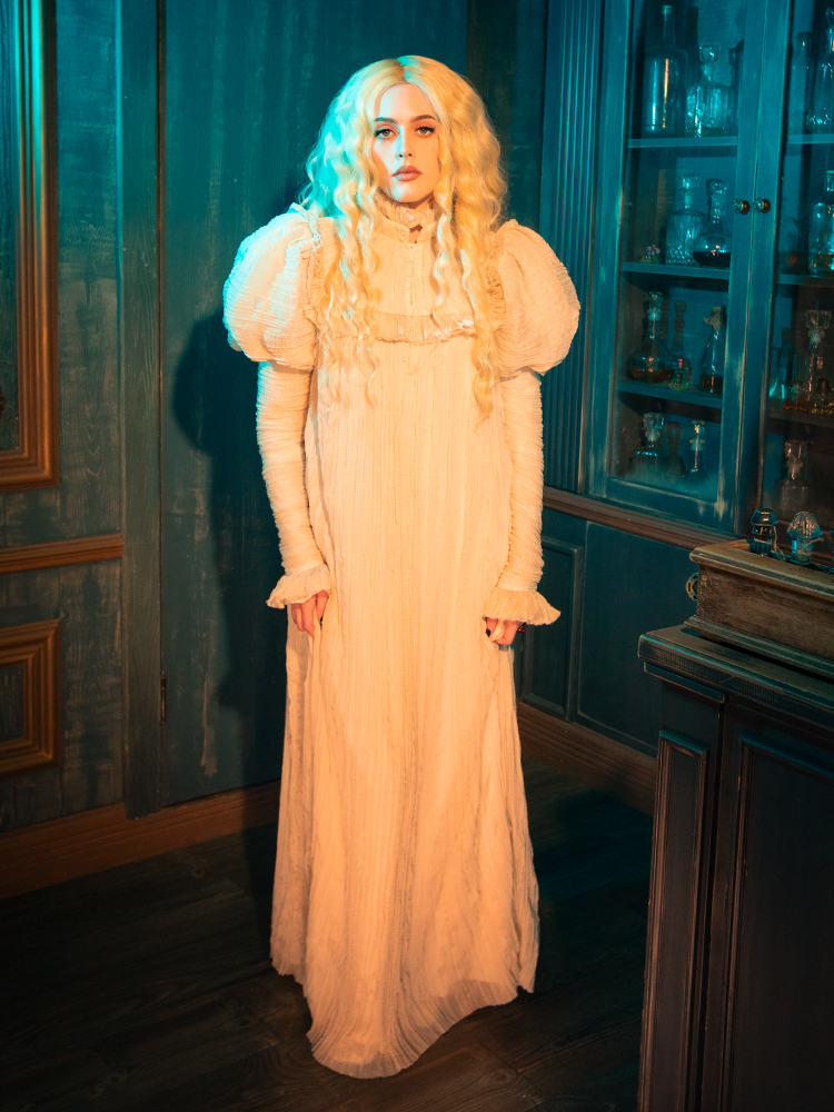 Edith Victorian Gown in Ivory | Gothic Style Clothing – La Femme Edith Victorian Gown in Ivory | Gothic Style Clothing – La Femme
