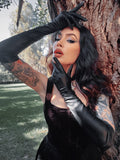 PRE-ORDER - Faux Leather Opera Gloves in Black