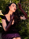 Faux Leather Opera Gloves in Wine