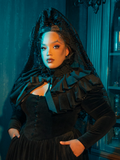 Haunted Beauty Victorian Mourning Dress with Capelet in Black