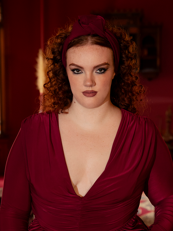 Art Deco Knotted Headband in Crimson