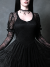 Juliet Sheer Lace Maxi Dress in Black