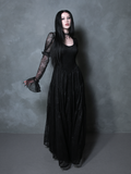 Juliet Sheer Lace Maxi Dress in Black