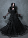 Juliet Sheer Lace Maxi Dress in Black