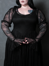 Juliet Sheer Lace Maxi Dress in Black