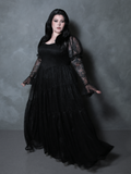 Juliet Sheer Lace Maxi Dress in Black