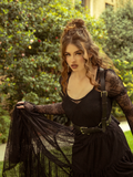Crafted for lovers of gothic glamour, the Juliet Sheer Lace Maxi Dress in Black enchants with flowing lace and a silhouette steeped in mystery.