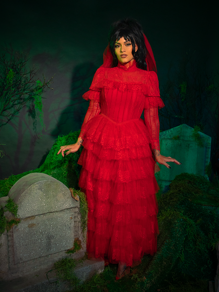 PRE ORDER Beetlejuice Beetlejuice Lydia Deetz Wedding Dress in Red