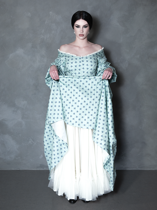 PRE-ORDER - NOSFERATU Ellen FULL LENGTH Victorian Gown in Blue Floral Print