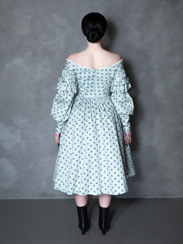 PRE-ORDER - NOSFERATU Ellen Victorian Dress in Blue Floral Print
