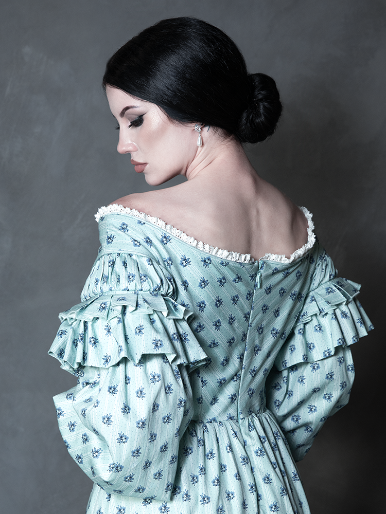 PRE-ORDER - NOSFERATU Ellen FULL LENGTH Victorian Gown in Blue Floral Print