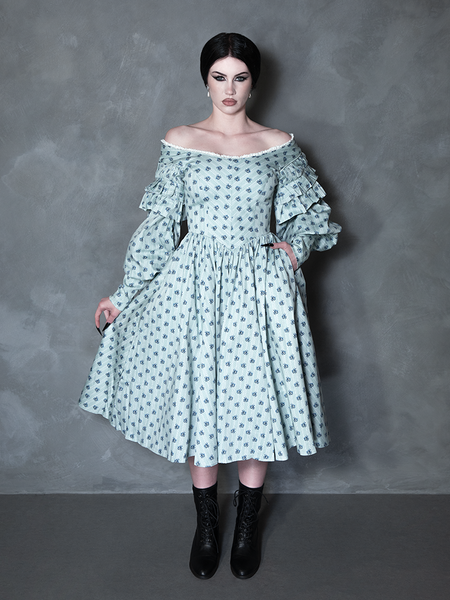 PRE-ORDER - NOSFERATU Ellen Victorian Dress in Blue Floral Print